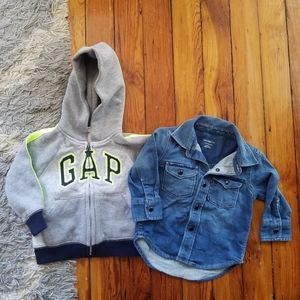 Baby Gap‎ Logo Hoodie Denim Shirt Bundle 12-18 M